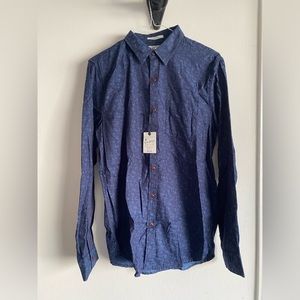 BNWT Lucky Brand Blue Floral Print Button Up Shirt S
